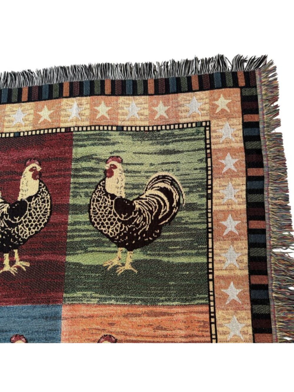 Warren Kimble Rooster Tapestry Throw Blanket 48in x 57in Home Country Farmhouse - Picture 4 of 13